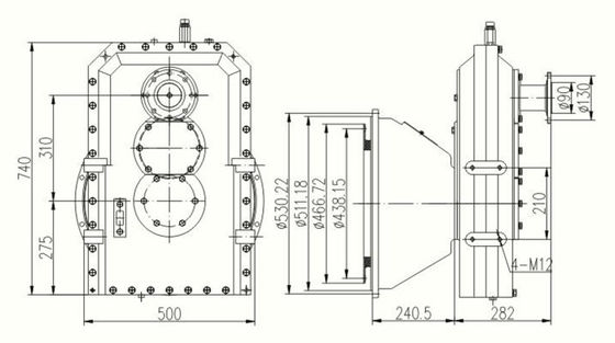 350HP One Output Pump Drive 260kW Electric Drive gearbox 1PD-260E